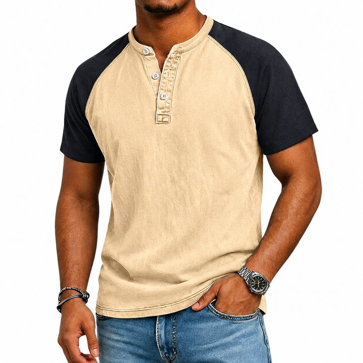 Edgehill - Henley-T-Shirt mit Vintage-Waschung