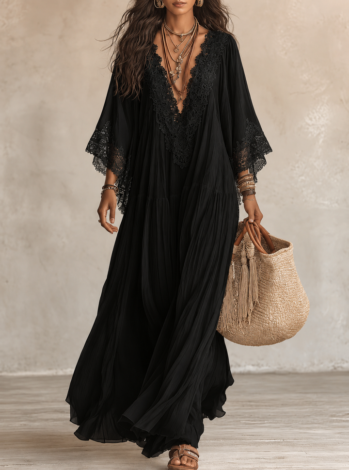 Aerinne - Luftiges, plissiertes Maxikleid