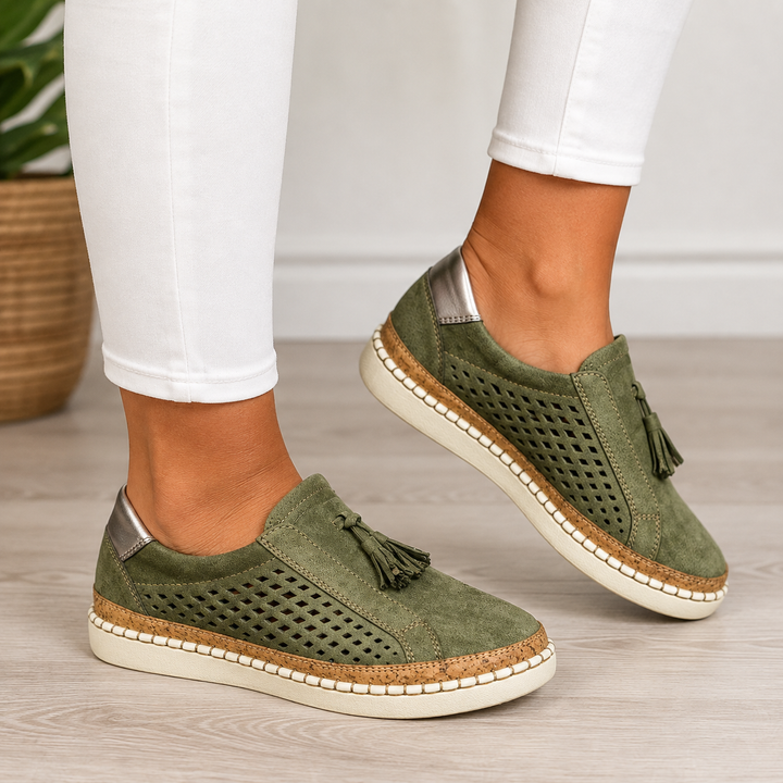 Anceline - Komfortable perforierte Sneaker mit Quasten