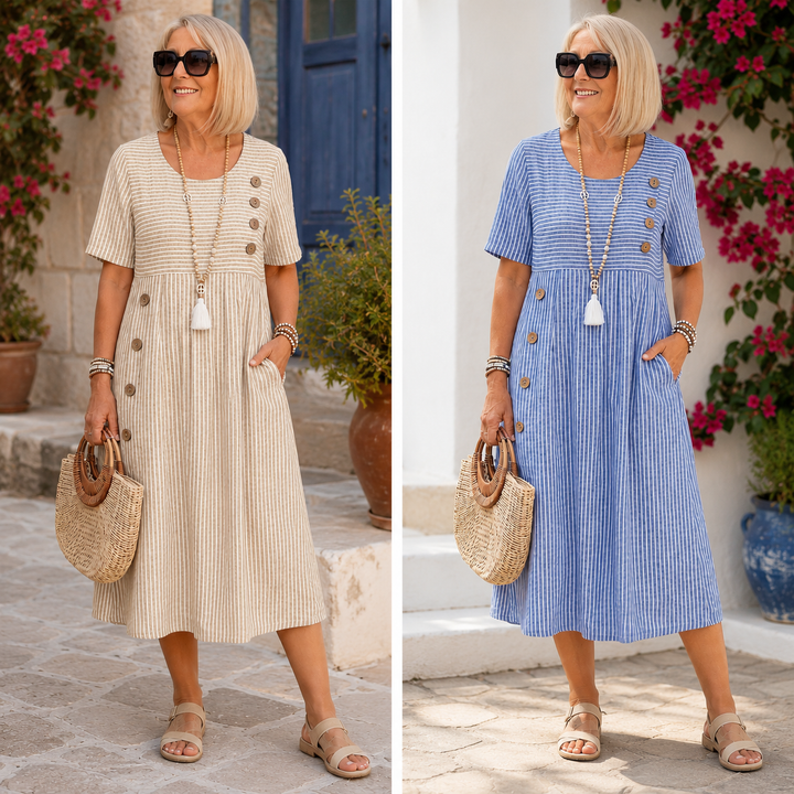 Carmina - gestreiftes Soft-Touch-Midikleid