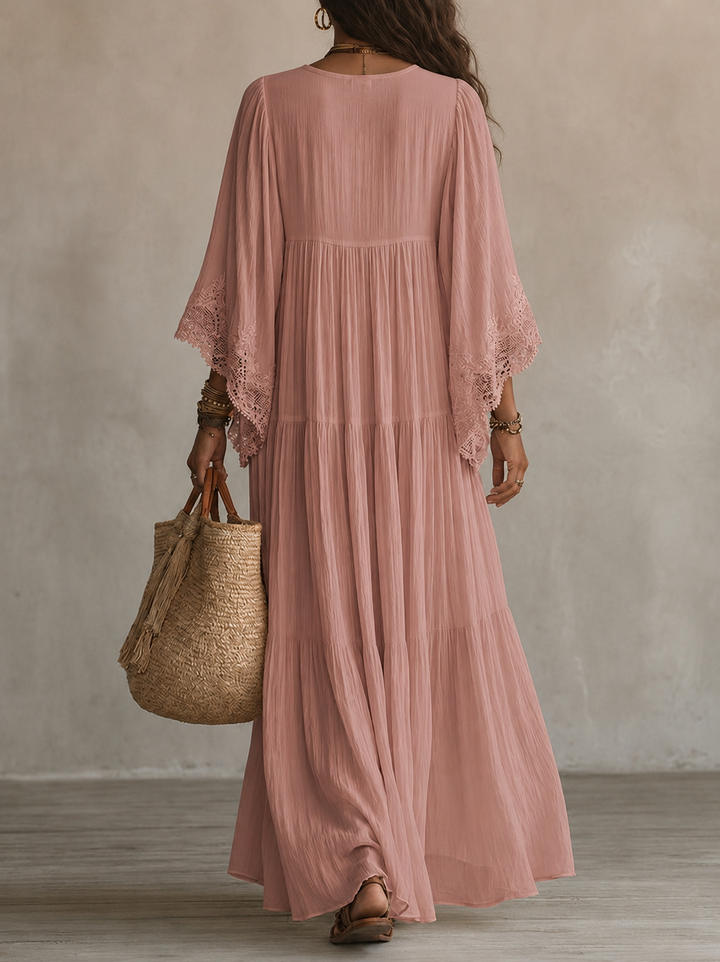 Aerinne - Luftiges, plissiertes Maxikleid
