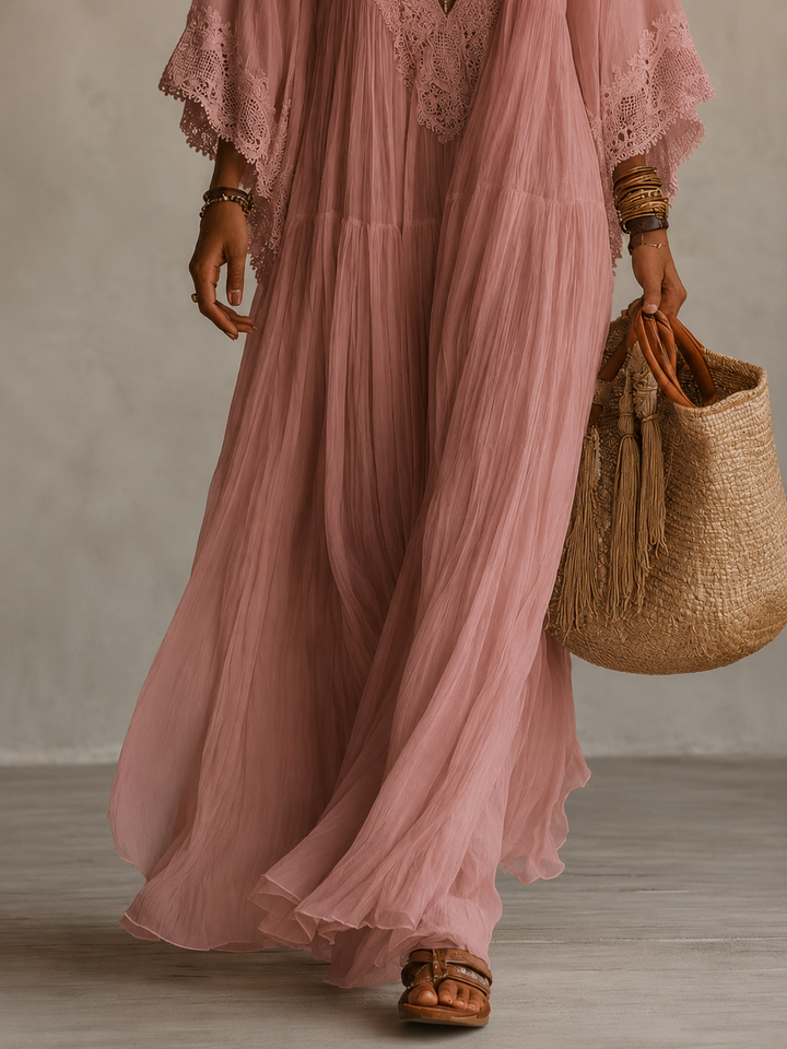 Aerinne - Luftiges, plissiertes Maxikleid