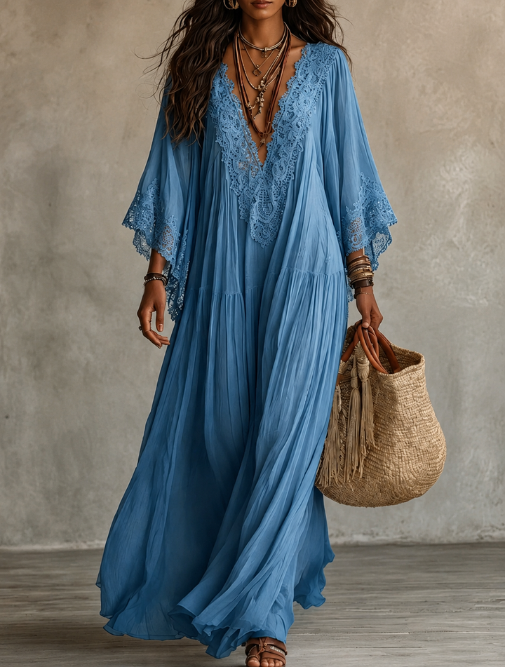 Aerinne - Luftiges, plissiertes Maxikleid