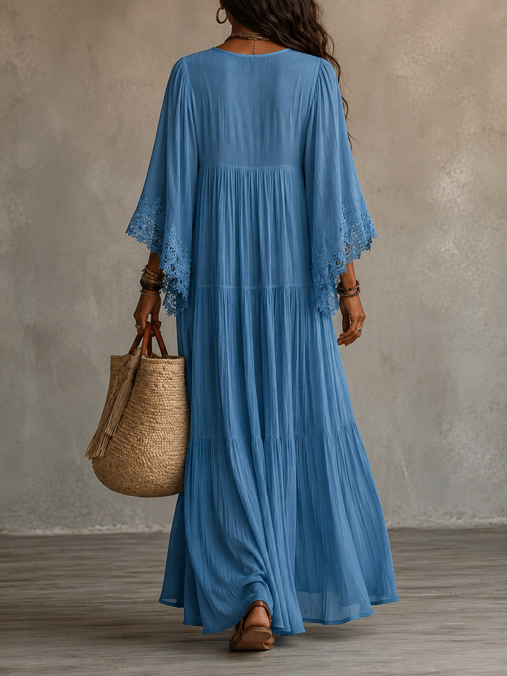 Aerinne - Luftiges, plissiertes Maxikleid