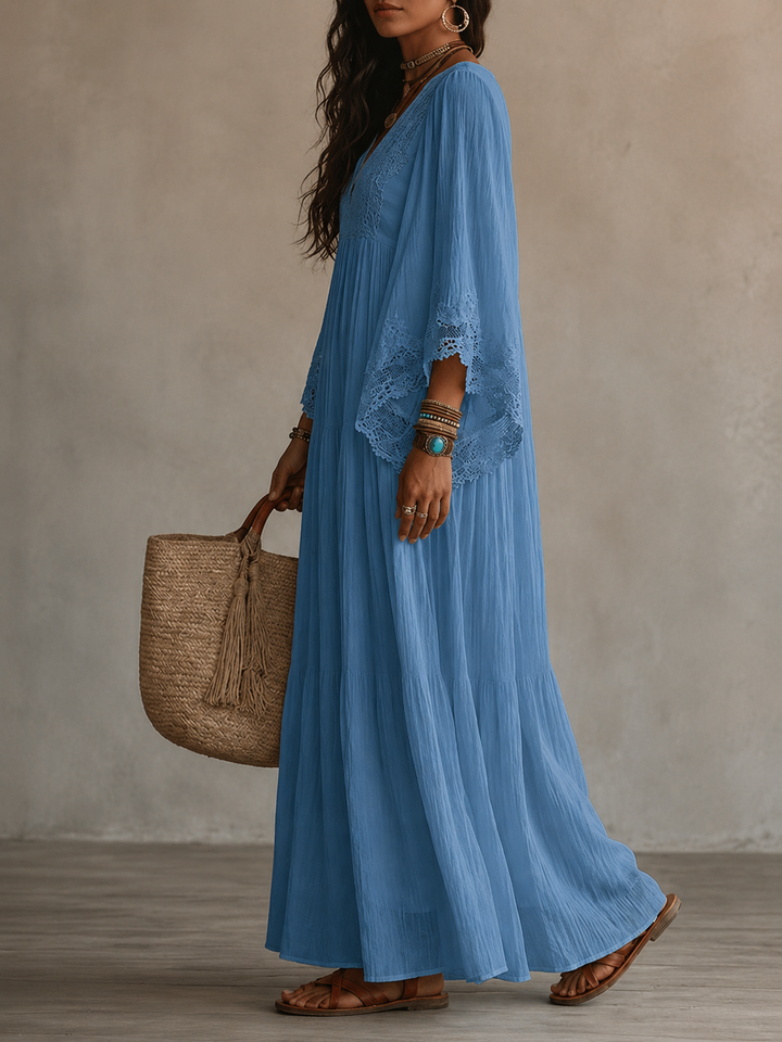 Aerinne - Luftiges, plissiertes Maxikleid