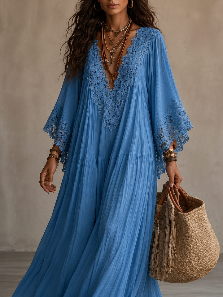 Aerinne - Luftiges, plissiertes Maxikleid