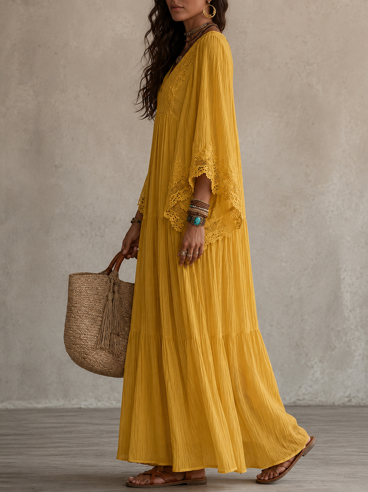 Aerinne - Luftiges, plissiertes Maxikleid