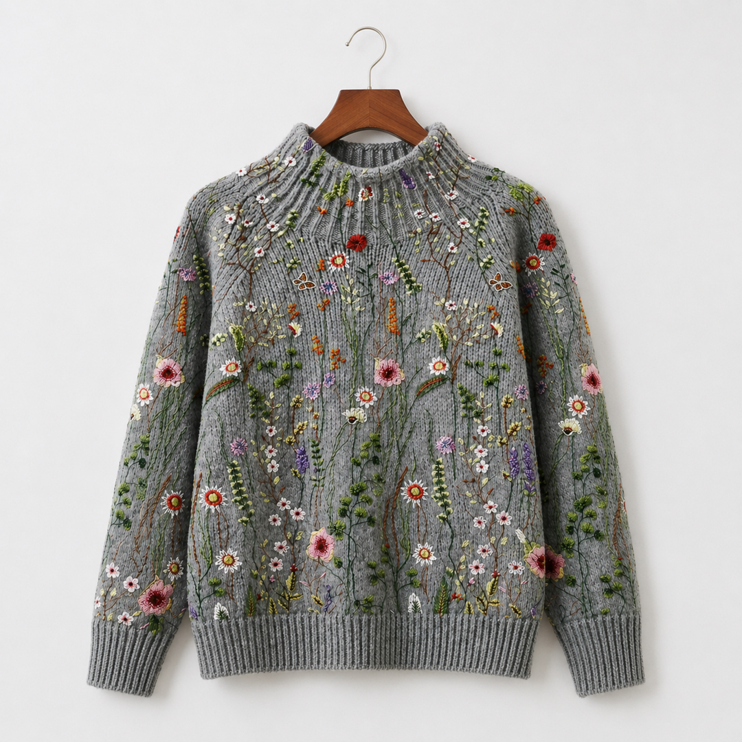 Adorelia - Weicher Strickpullover mit floralem Muster