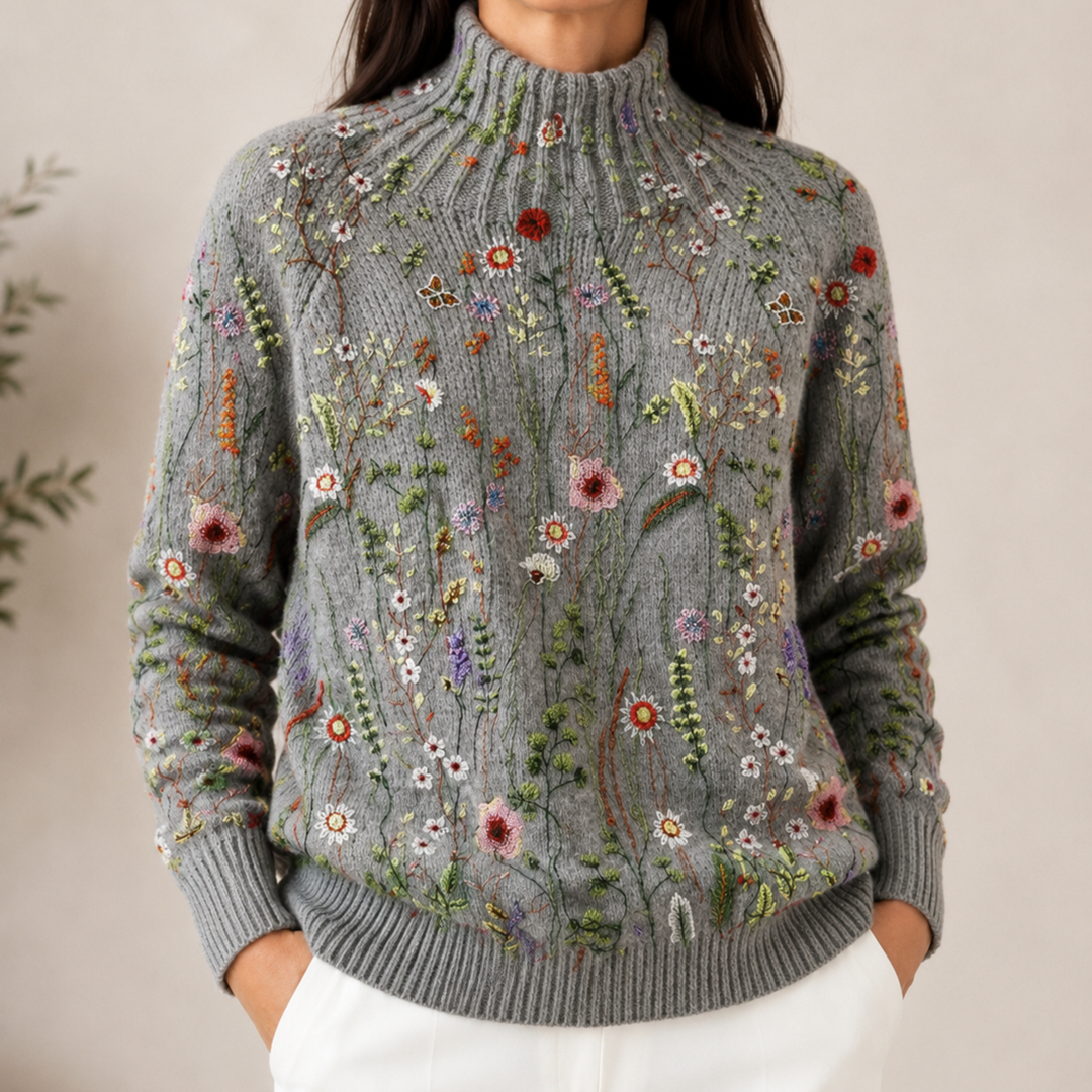 Adorelia - Weicher Strickpullover mit floralem Muster