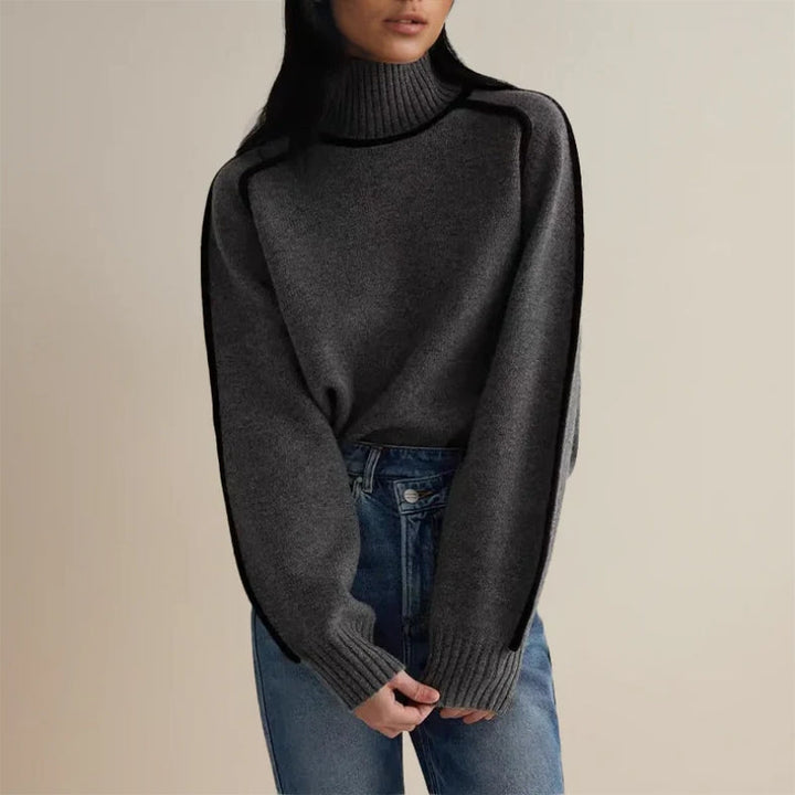 Flora - Locker geschnittener Pullover mit Kontrastbesatz