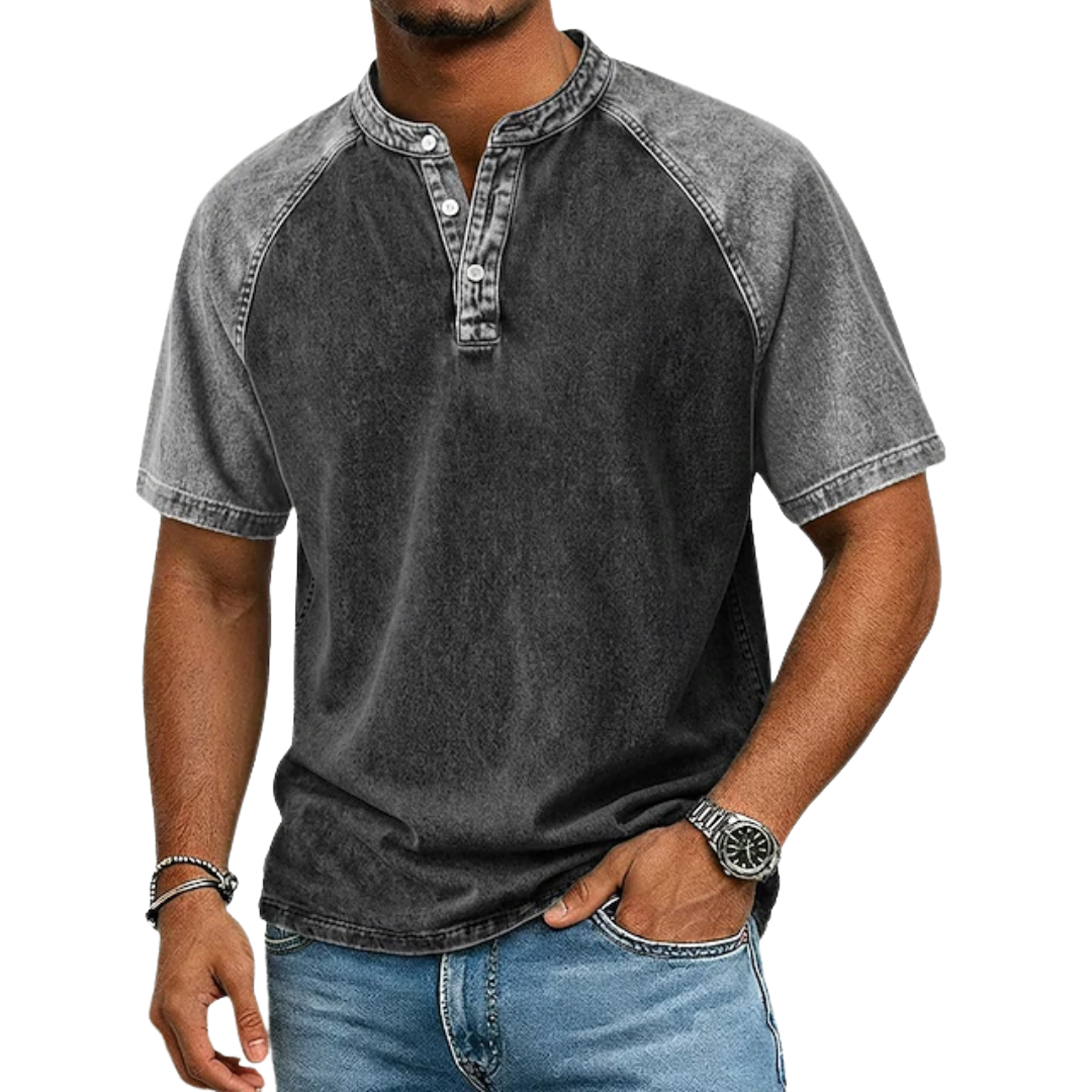 Edgehill - Henley-T-Shirt mit Vintage-Waschung