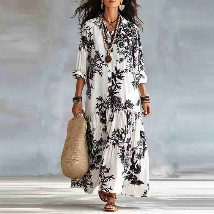 Thealise - Leichtes Maxikleid mit Knopfleiste und Blumenmuster