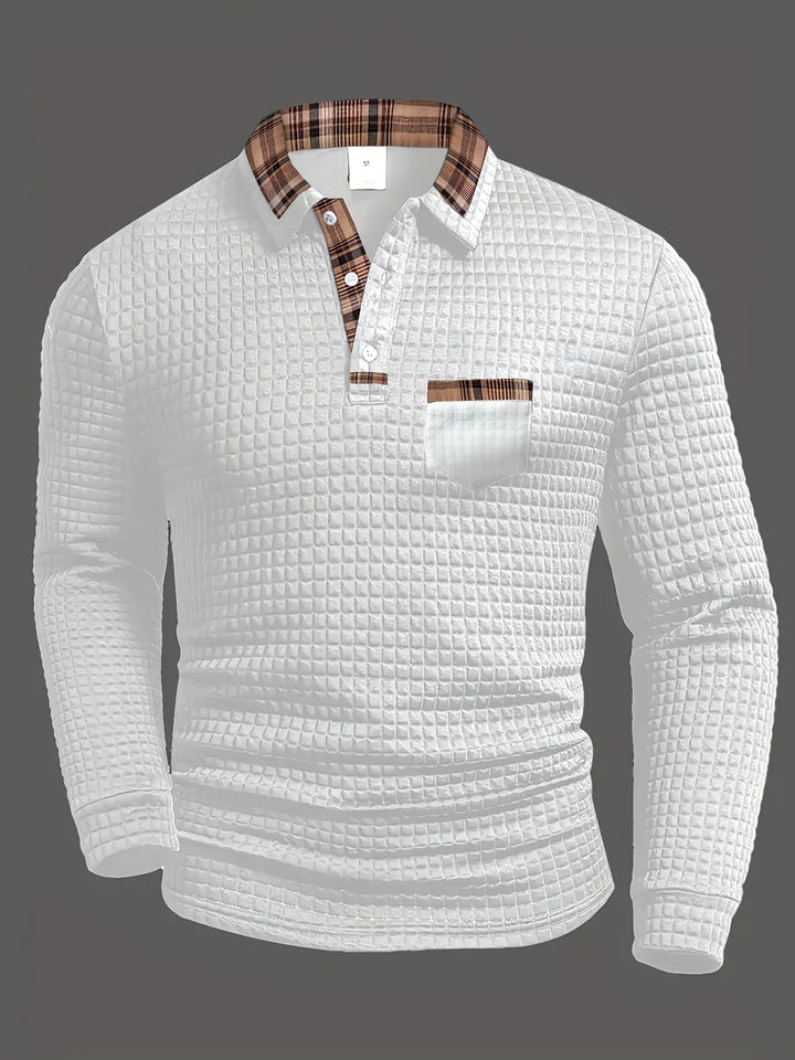 Arlen - Soft-Touch Langarm-Poloshirt mit Karomuster
