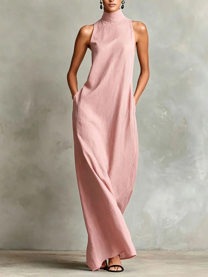 Orietta - Ärmelloses Maxikleid mit hohem Kragen