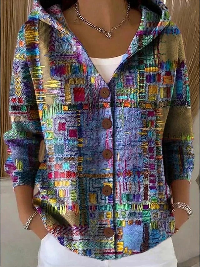 Thealyn - Colourblock-Kapuzenstrickjacke