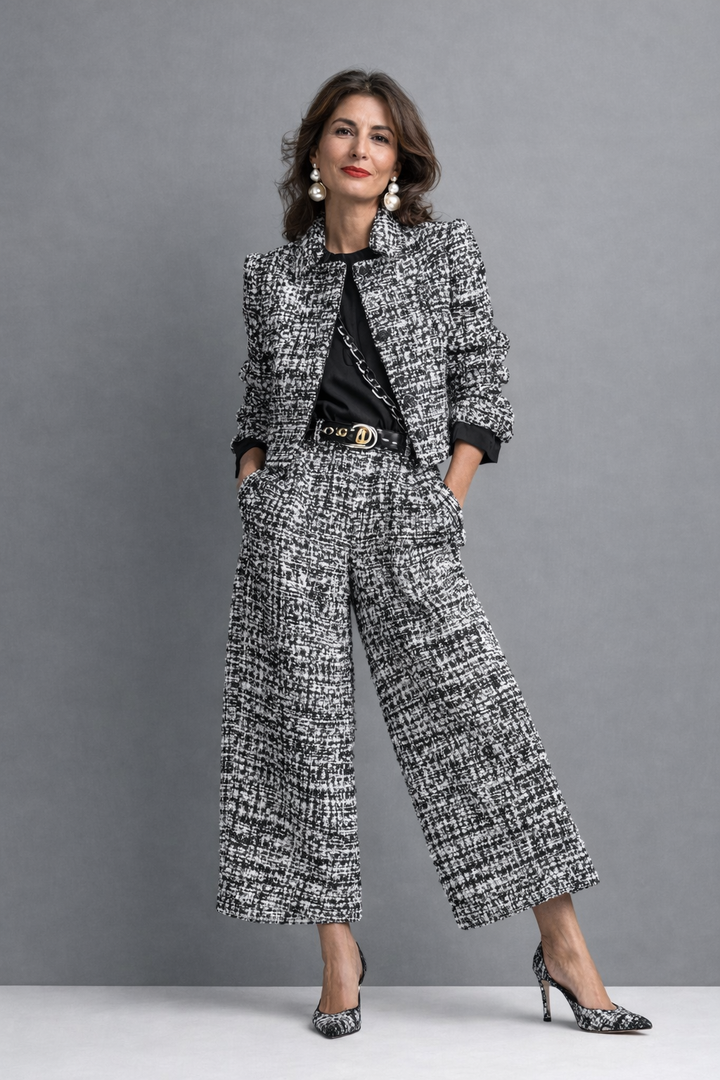 Norabel - Set aus strukturierter Kurzjacke und weiter Hose