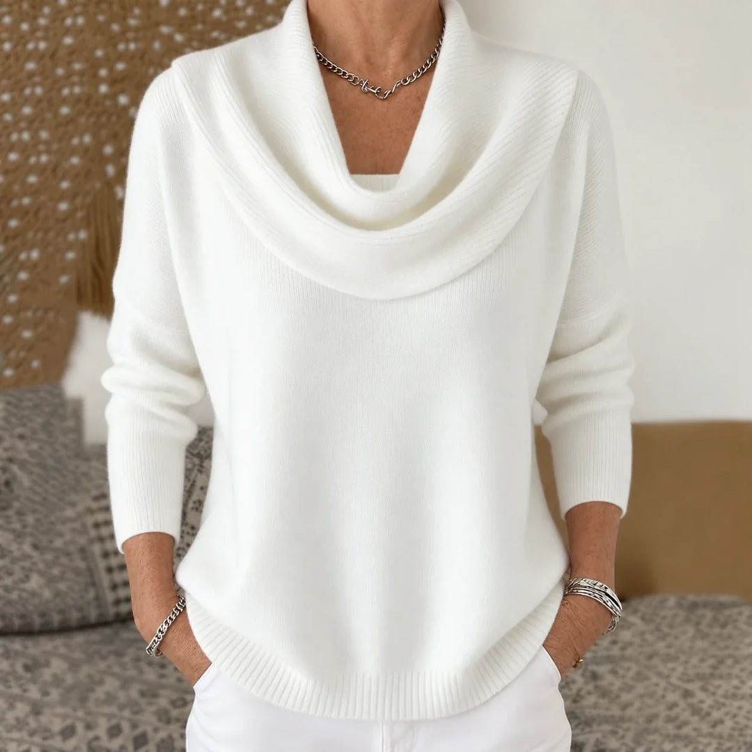 Esti - Pullover mit Wasserfallkragen und weicher Haptik