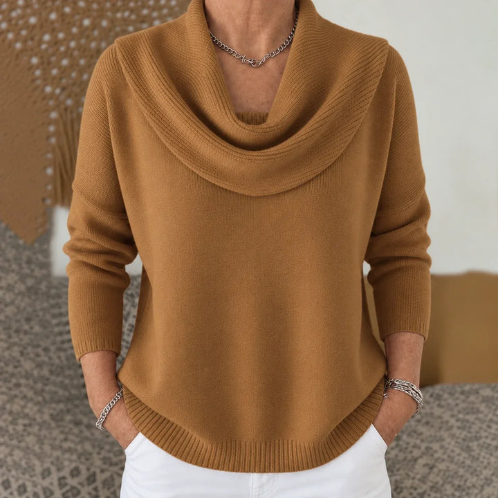 Esti - Pullover mit Wasserfallkragen und weicher Haptik