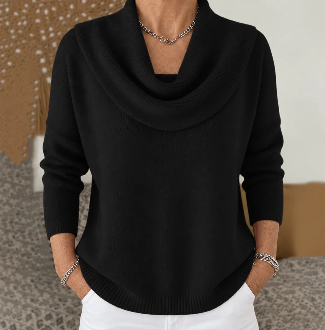 Esti - Pullover mit Wasserfallkragen und weicher Haptik