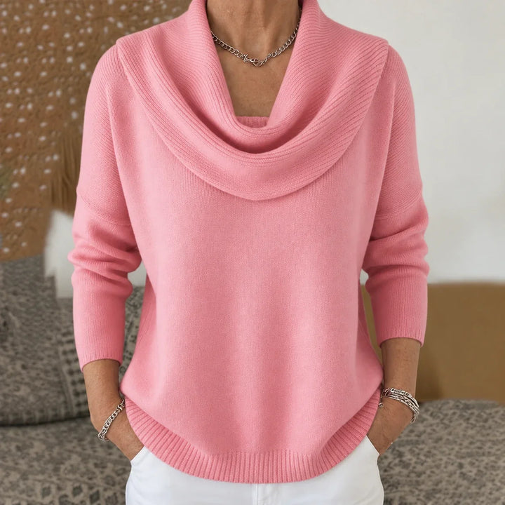 Esti - Pullover mit Wasserfallkragen und weicher Haptik