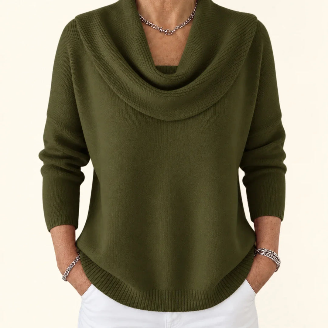 Esti - Pullover mit Wasserfallkragen und weicher Haptik