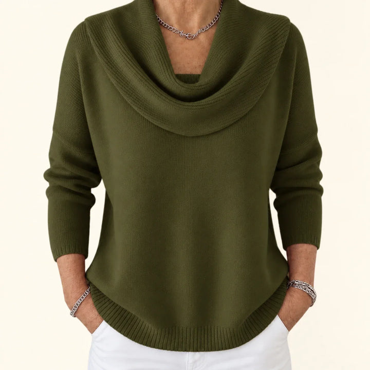 Esti - Pullover mit Wasserfallkragen und weicher Haptik