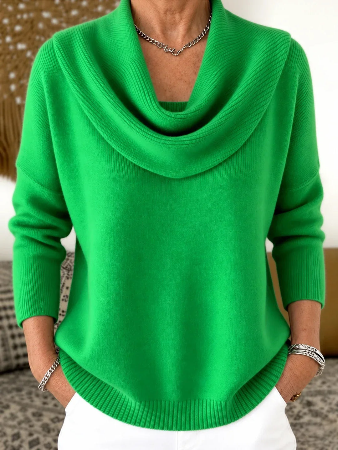 Esti - Pullover mit Wasserfallkragen und weicher Haptik