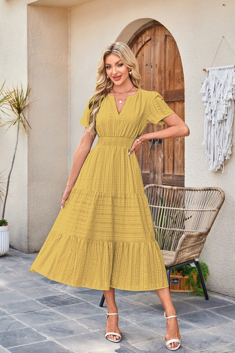 Astrelle - Strukturiertes Stufen-Maxikleid