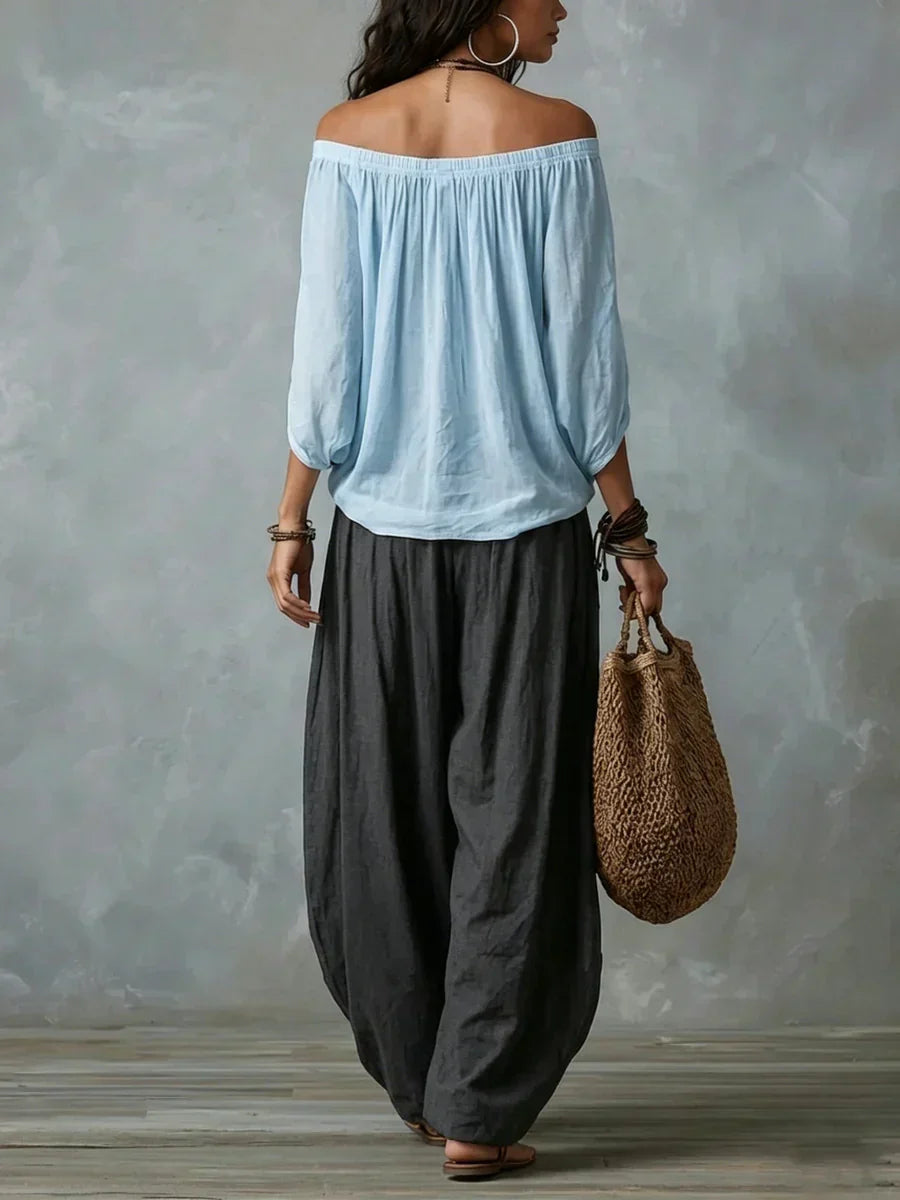 Ottavia - Zweiteiler mit schulterfreiem Boho-Top und Haremhose