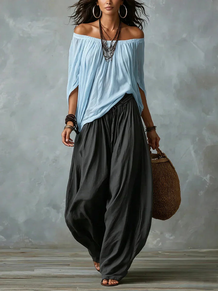 Ottavia - Zweiteiler mit schulterfreiem Boho-Top und Haremhose