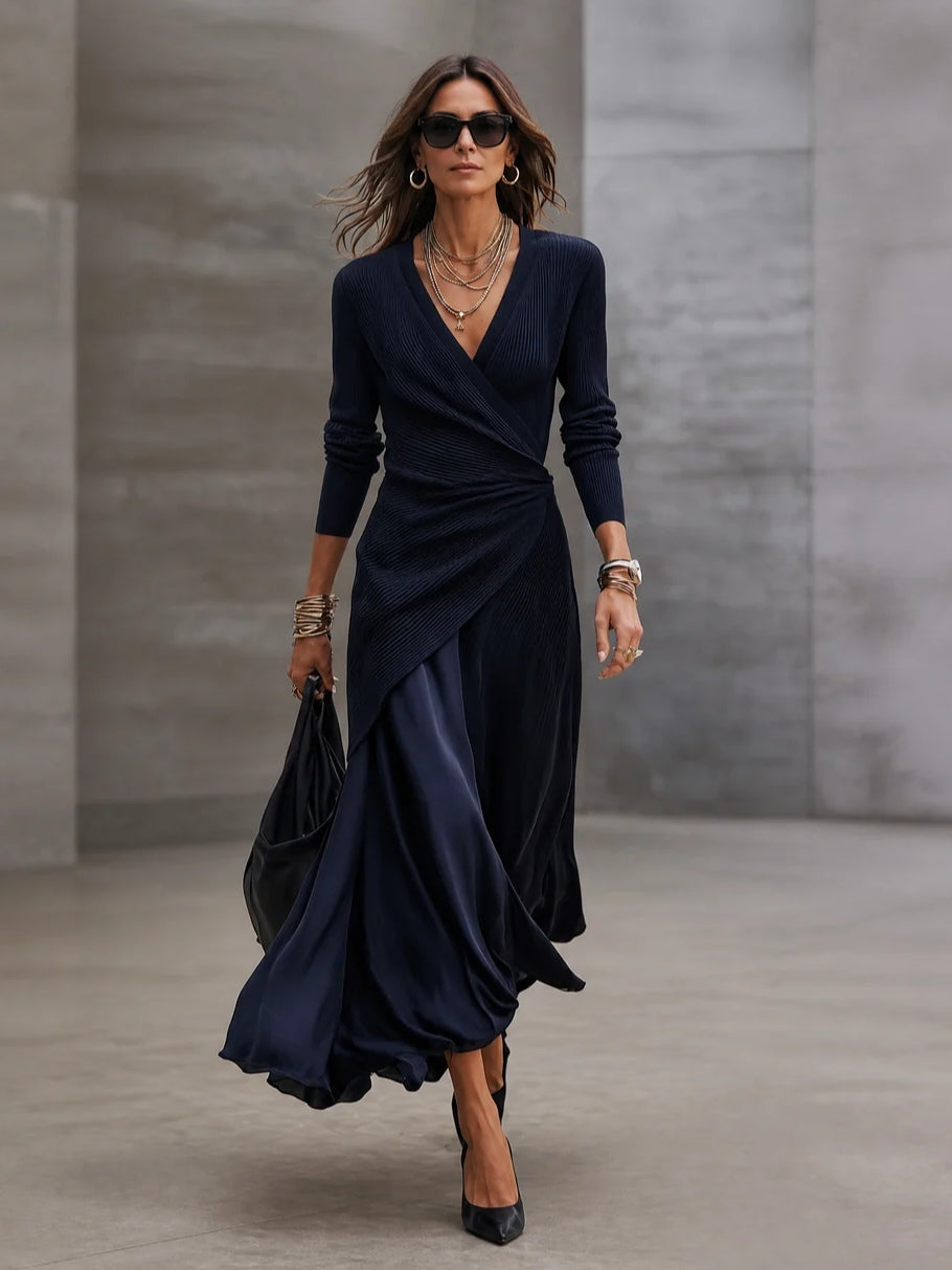 Etta - strukturiertes Wickel-Maxikleid