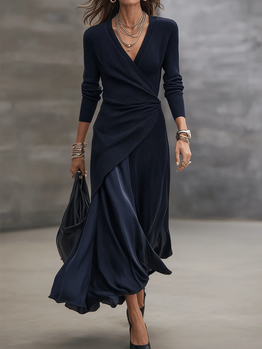 Etta - strukturiertes Wickel-Maxikleid