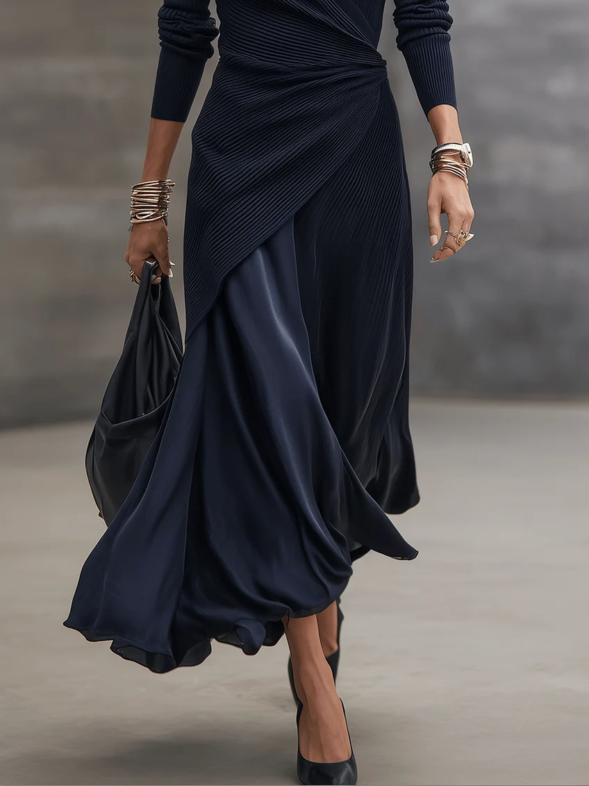 Etta - strukturiertes Wickel-Maxikleid