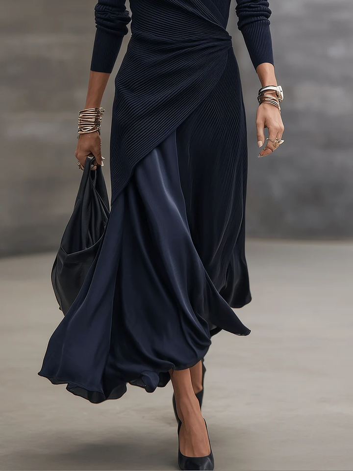 Etta - strukturiertes Wickel-Maxikleid
