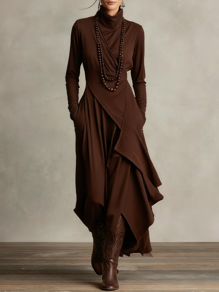 Celenora - Maxikleid mit hohem Kragen und weicher Haptik