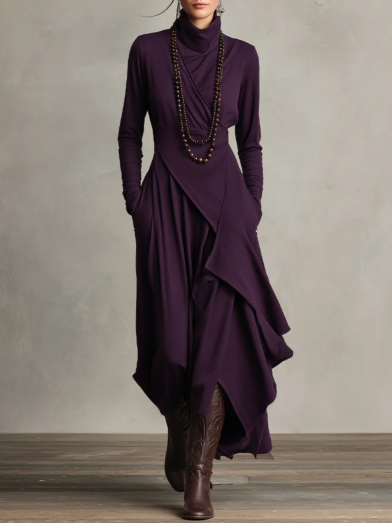 Celenora - Maxikleid mit hohem Kragen und weicher Haptik