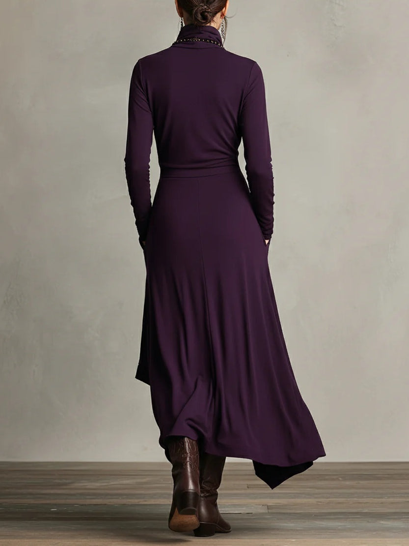 Celenora - Maxikleid mit hohem Kragen und weicher Haptik