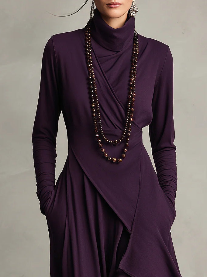 Celenora - Maxikleid mit hohem Kragen und weicher Haptik