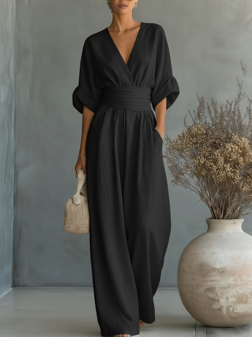 Solavie - fliessender weitbeiniger Jumpsuit
