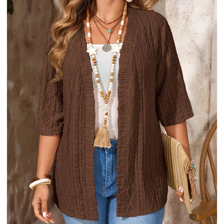 Delienne - Soft-Touch Pointelle-Strickjacke
