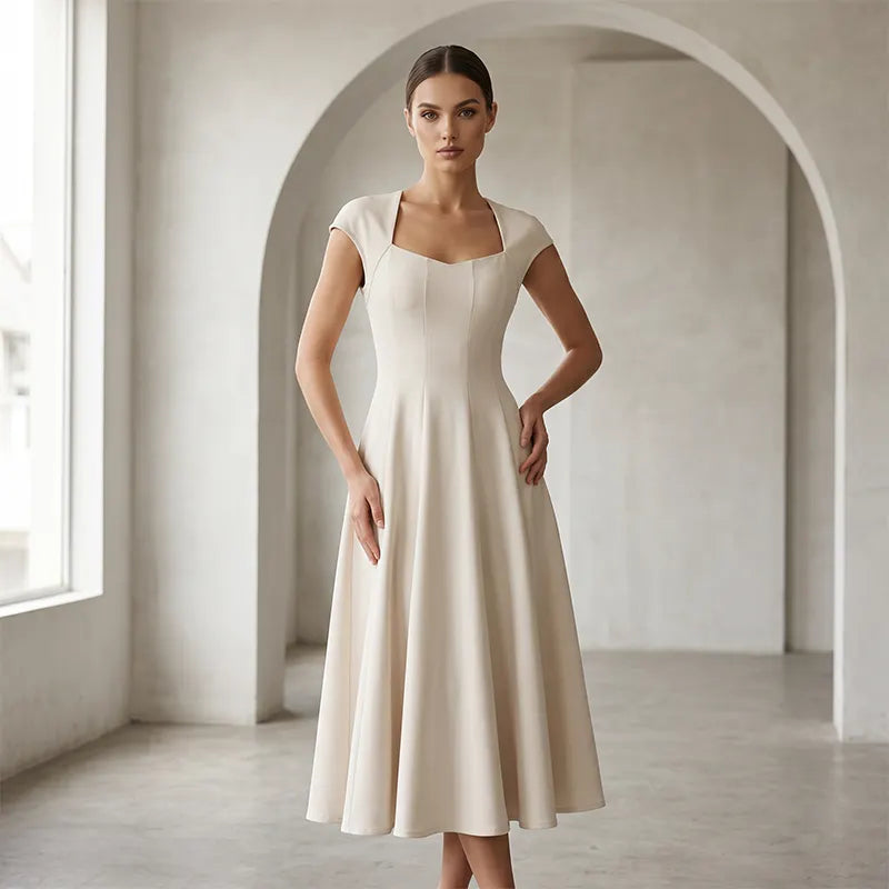 Ysolenne - Midikleid mit zartem V-Ausschnitt