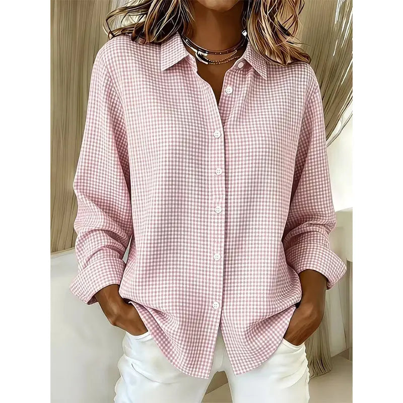Illyssia - klassische Karo-Bluse mit Knopfleiste