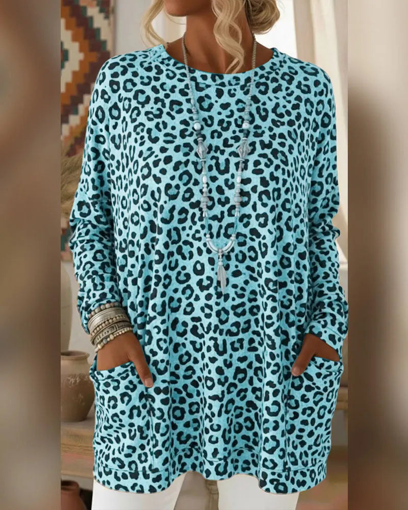 Calivelle - Langarmshirt mit Soft-Touch und Leo-Print