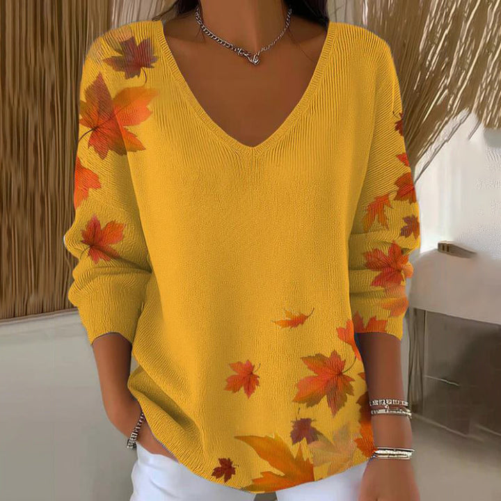 Carivella - Lässiger Strickpullover mit Ahornblatt