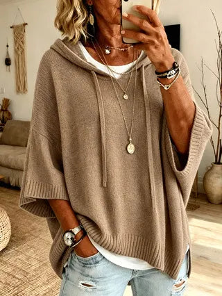 Celandria - Übergrosser Kurzarm-Hoodie mit weicher Haptik