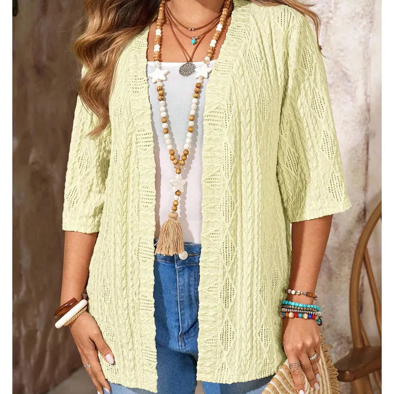 Delienne - Soft-Touch Pointelle-Strickjacke