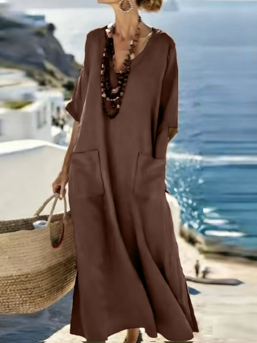 Serenelle - Maxikleid mit weichem Griff und V-Ausschnitt