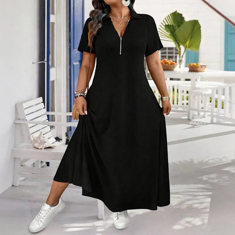 Primelle - Weichgriffiges Maxikleid mit Reissverschlusskragen