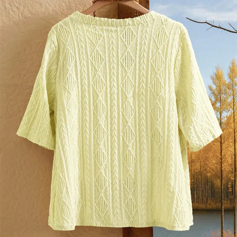 Delienne - Soft-Touch Pointelle-Strickjacke