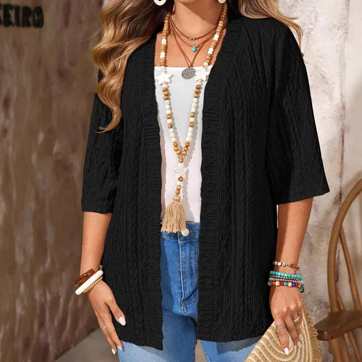 Delienne - Soft-Touch Pointelle-Strickjacke